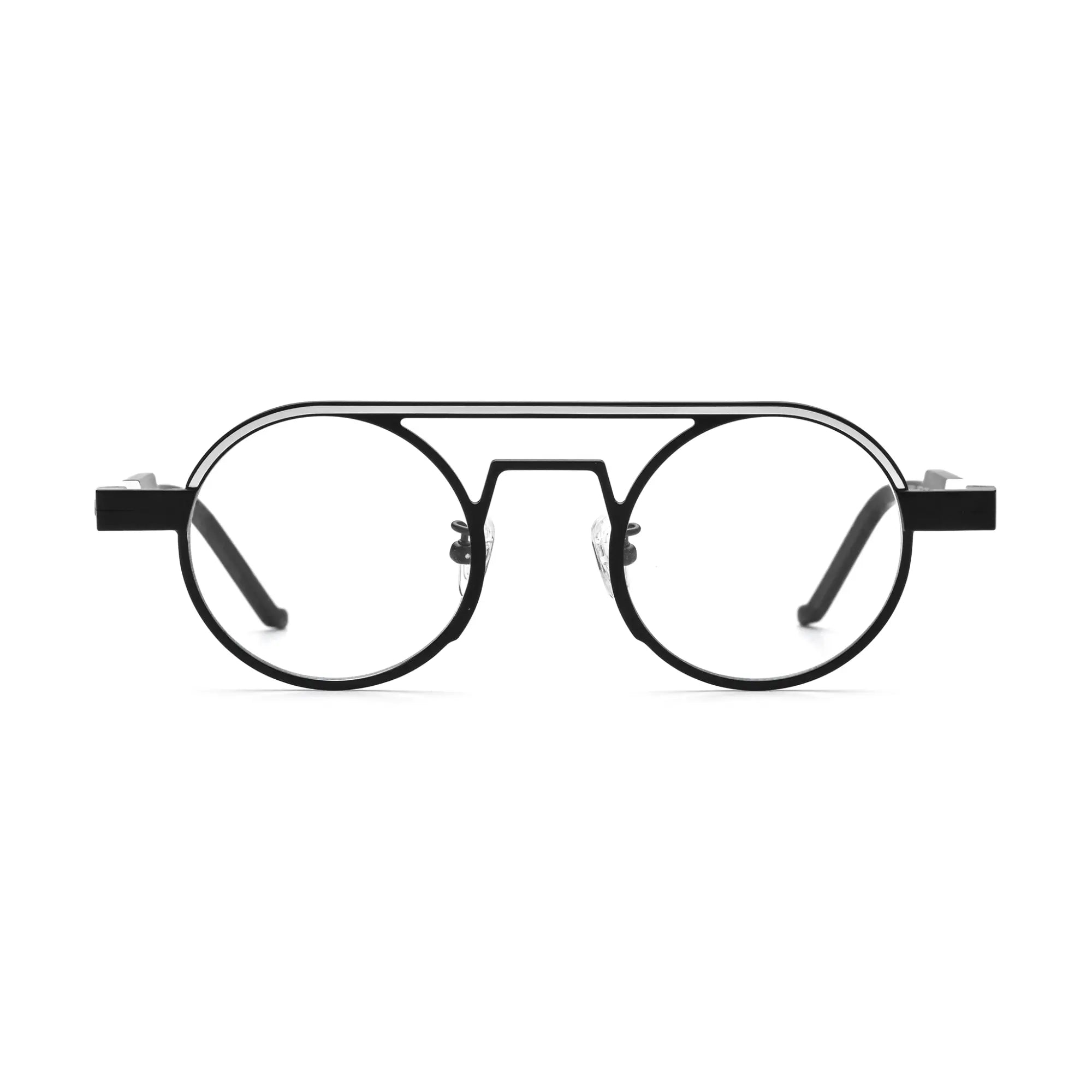 VoyueLens™ Graphite Black Aviator Eyeglasses – Front View – SKU VL185831-C2